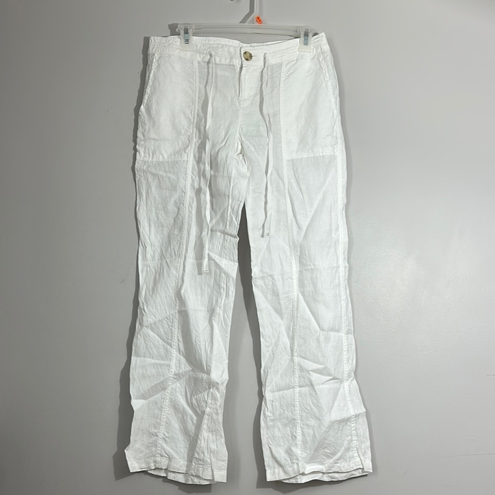 Lord & Taylor Linen Pants White Casual Summer Chic Minimalist Capsule size 4P